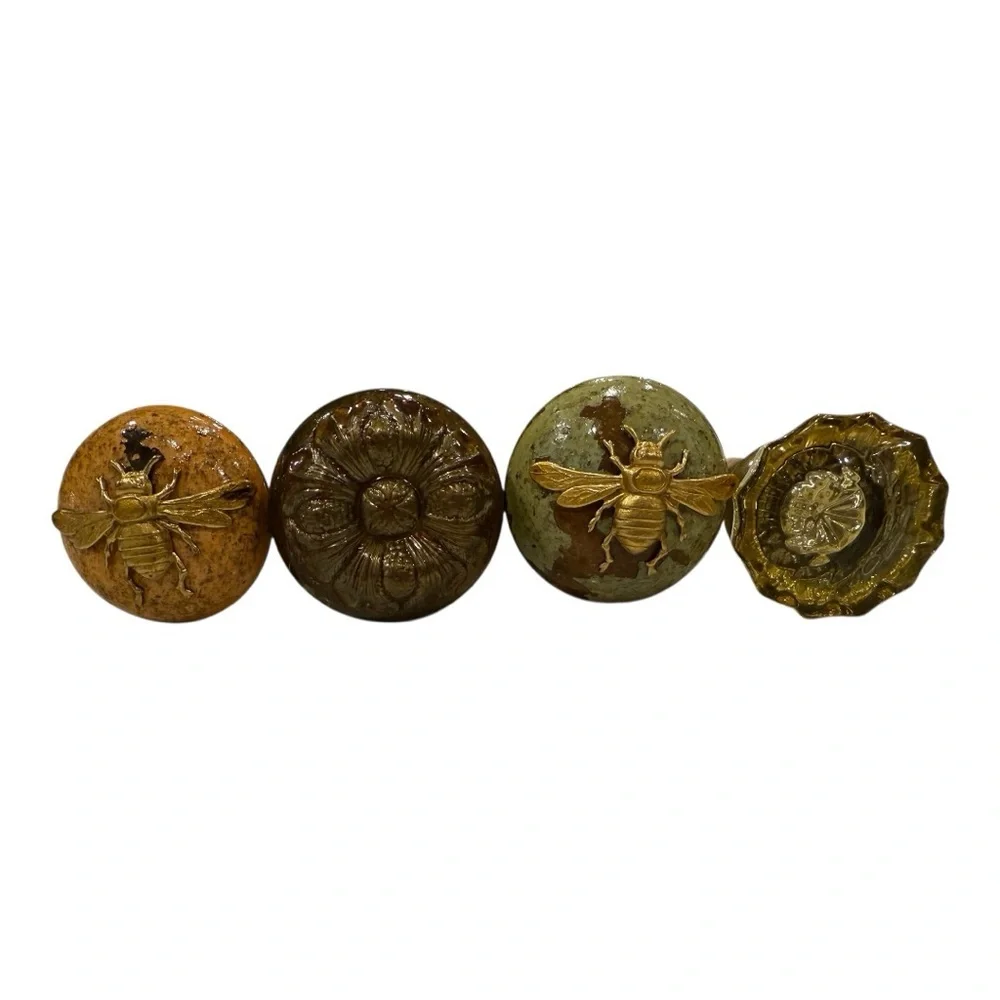 KnobStoppers Vintage Resin Bottle Stoppers Bee & Floral Set of 4, Wine Corks